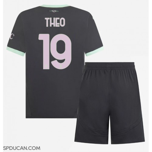 Dječji Nogometni Dres AC Milan Theo Hernandez #19 Rezervni 2024-25 Kratak Rukav (+ Kratke hlače)